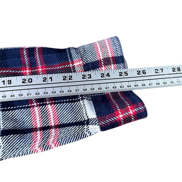 Orvis Flannel Work Shirt Men’s Large Heavy Thick Button Down Red Blue Plaid - Picture 8 of 9